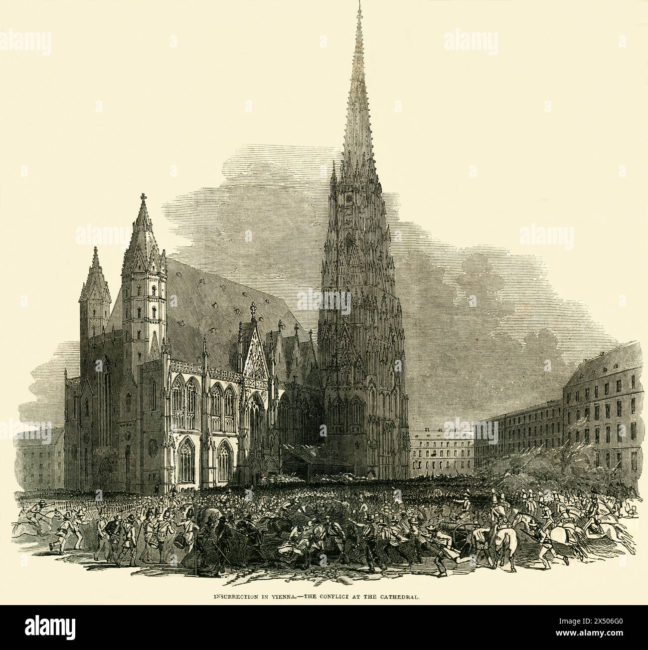 Geographie / Reisen, Österreich, Wien, Oktoberrebellion, Aufständische vor dem Stephansdom, URHEBERRECHT DES KÜNSTLERS MUSS NICHT GELÖSCHT WERDEN Stockfoto