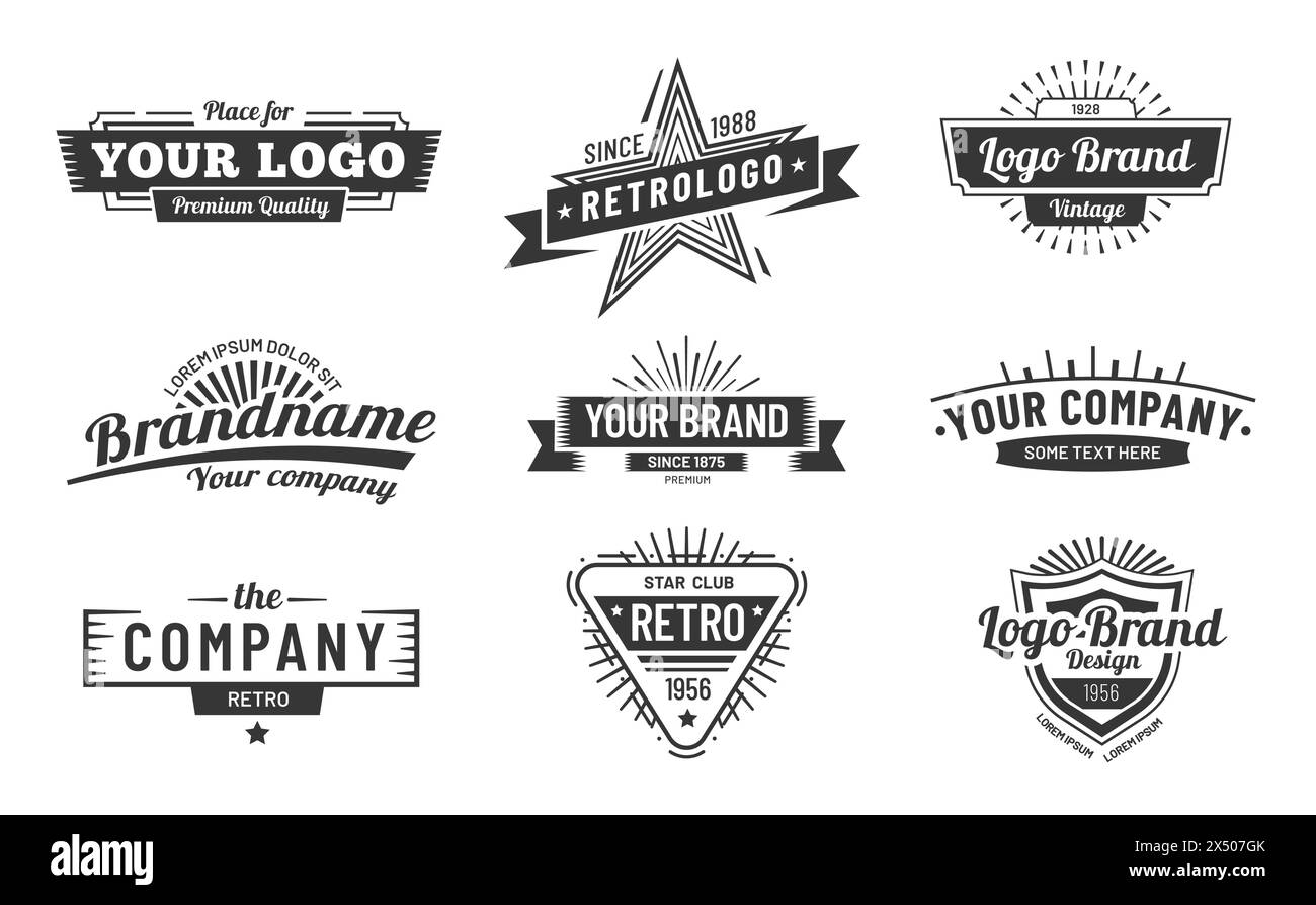 Vintage-Badge-Set mit Firma und Marke Stock Vektor