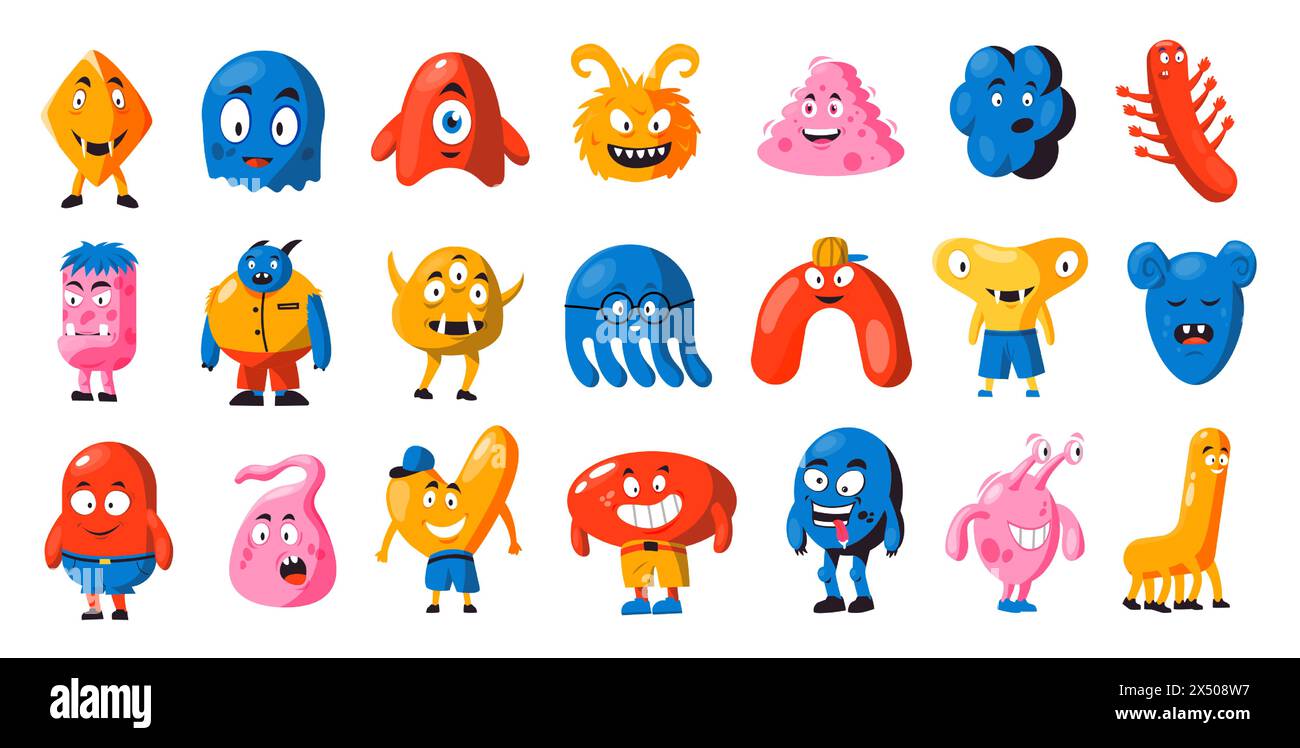 Lustige Monster Shapes Kollektion für Kinderspielzeug Stock Vektor