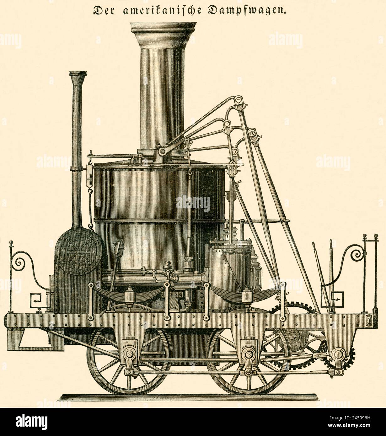 Transport / Transport, Eisenbahn, das amerikanische Dampfauto der Firma Baltimore-Ohio ?, das URHEBERRECHT DES KÜNSTLERS MUSS NICHT GELÖSCHT WERDEN Stockfoto