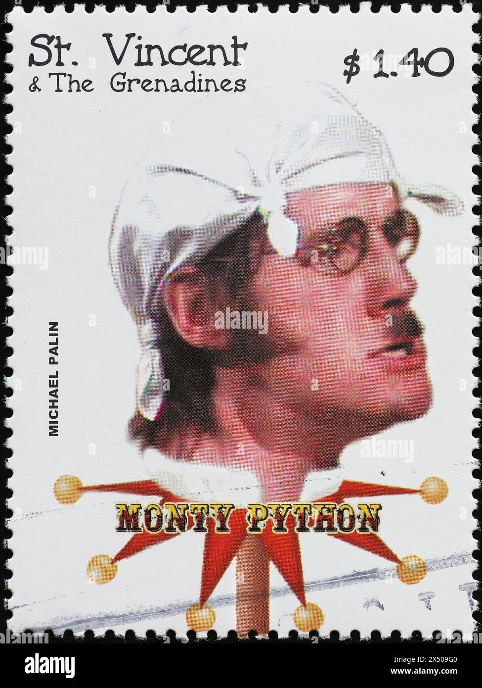 Monty Python Michael Palin auf Briefmarke Stockfoto