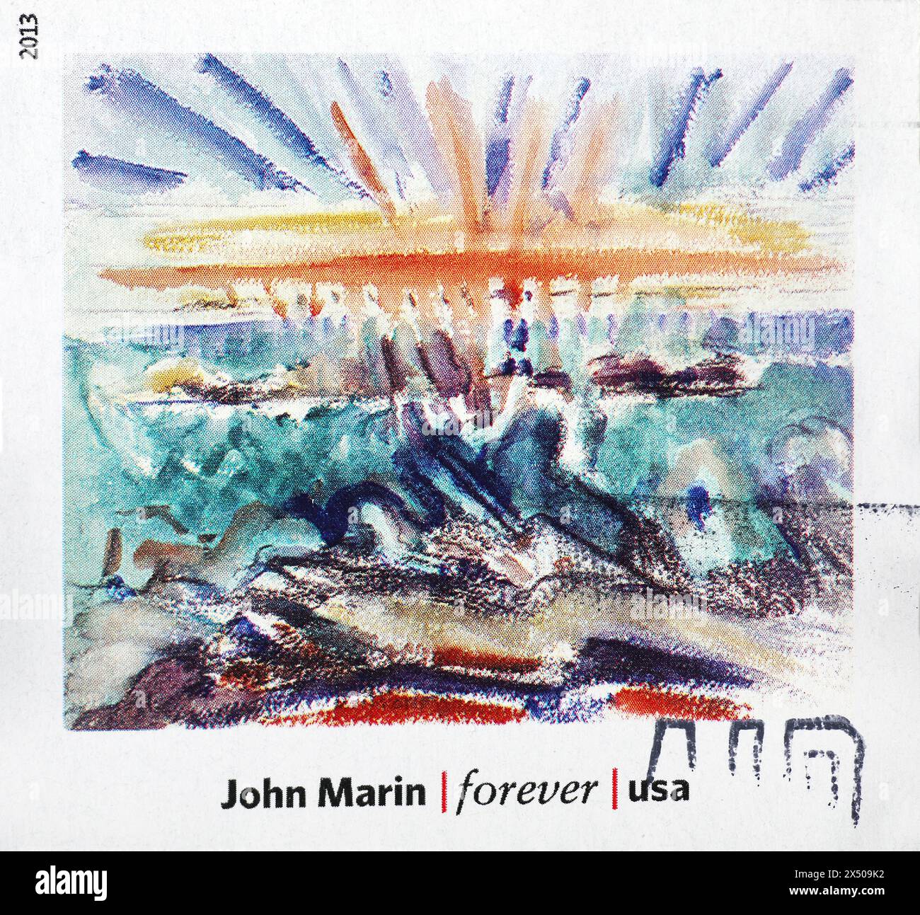 Gemälde von John Marin auf amerikanischer Briefmarke Stockfoto
