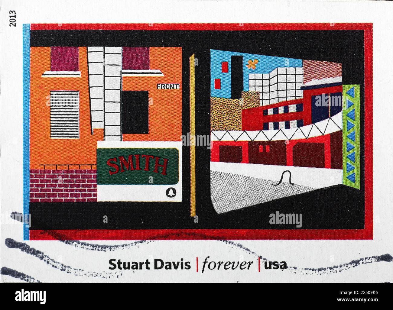 Gemälde von Stuart Davis auf amerikanischer Briefmarke Stockfoto