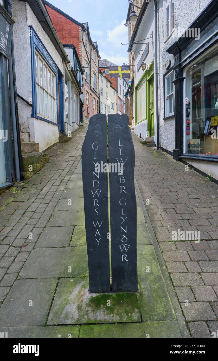 Glyndwr's Way, High Street, Knighton, Powys, Wales Stockfoto