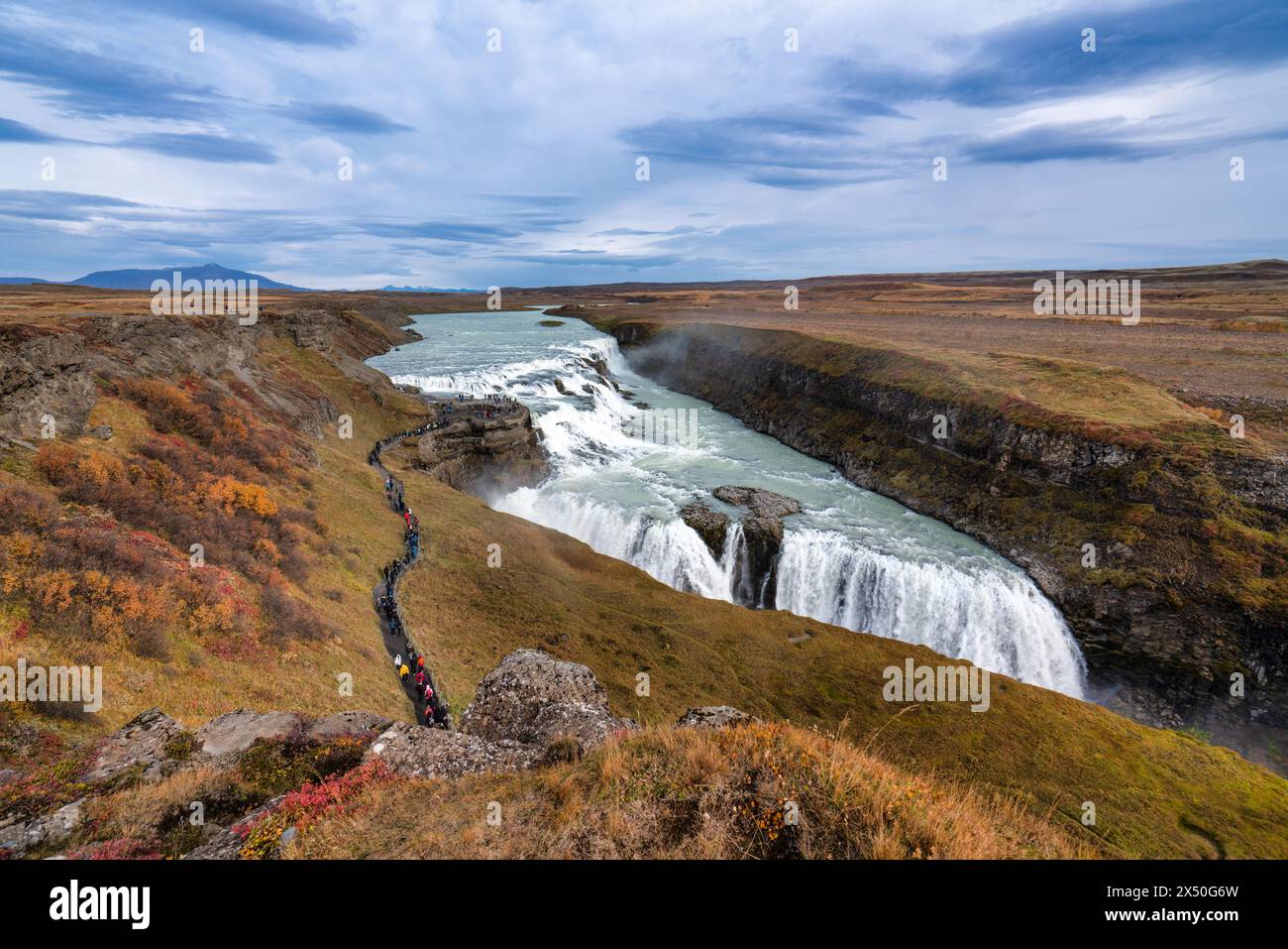 Gullfoss (Golden Falls) mündet in den Hvita River, Island Stockfoto