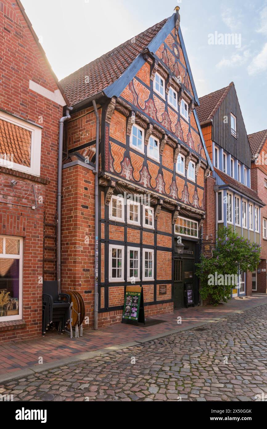 Fachwerkhaus aus dem Jahr 1553 in der Altstadt von Buxtehude, Niedersachsen Stockfoto