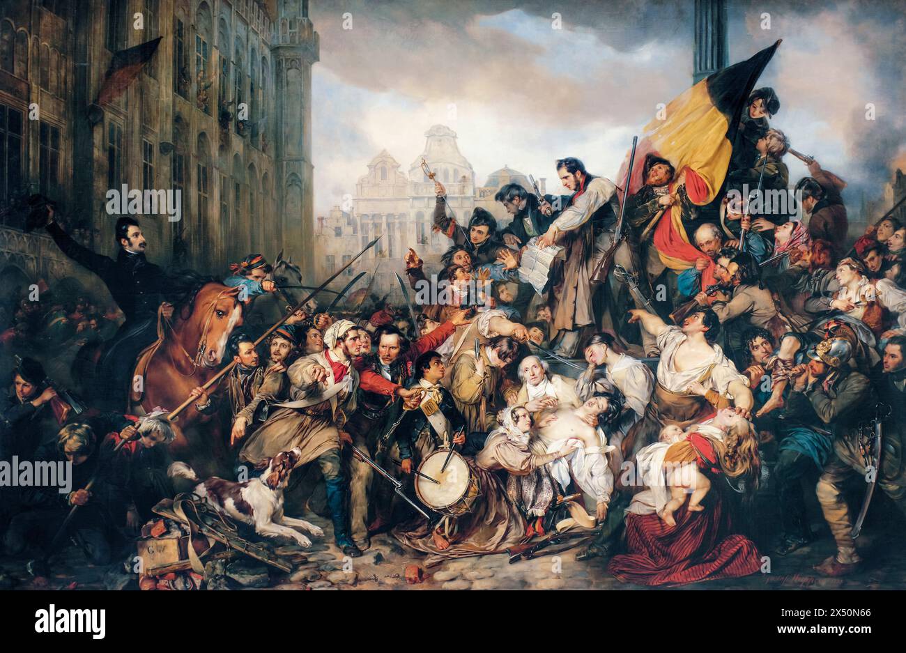 Gustaaf Wappers, Episode der Septembertage 1830 auf dem Großen Platz von Brüssel, Ölgemälde auf Leinwand, 1835 Stockfoto