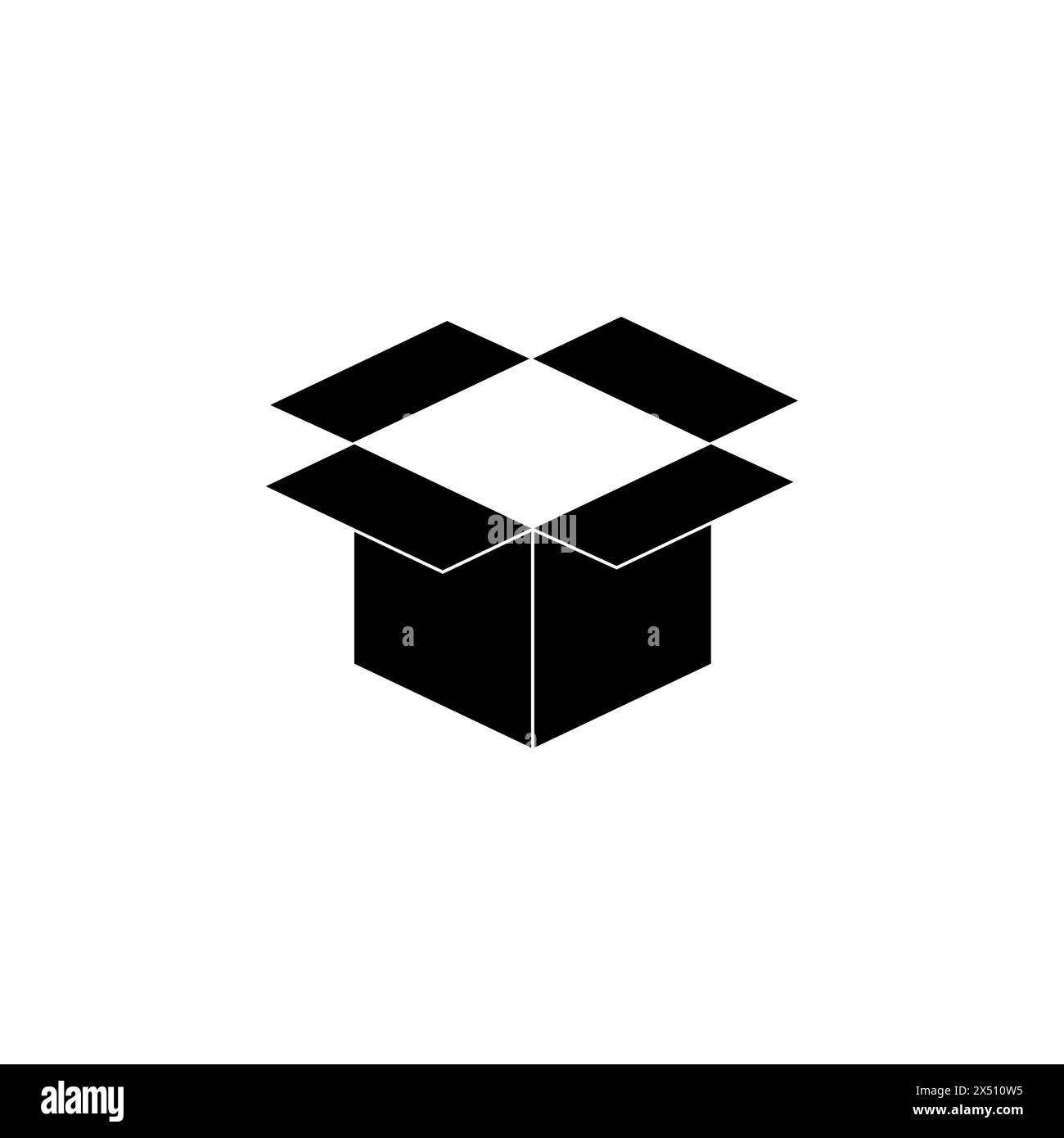 Symbol für offenen flachen Vektor. Einfaches, ausgefülltes Symbol auf weißem Hintergrund. Öffnen Sie Box Sign Design-Vorlage für Web- und mobile UI-Element Stock Vektor
