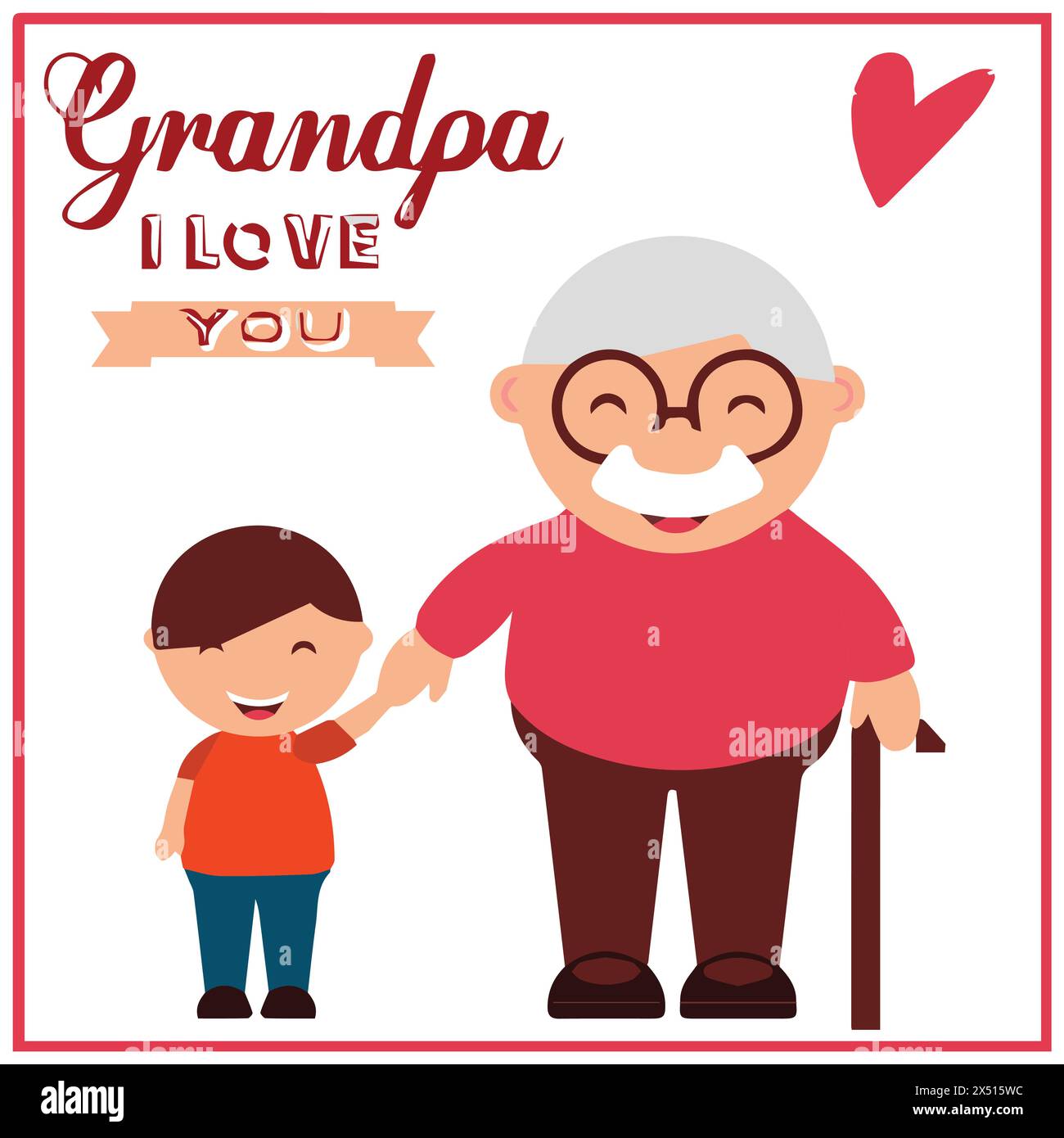 Grandpa Ich liebe dich Text. Tag Der Großeltern. Stock Vektor