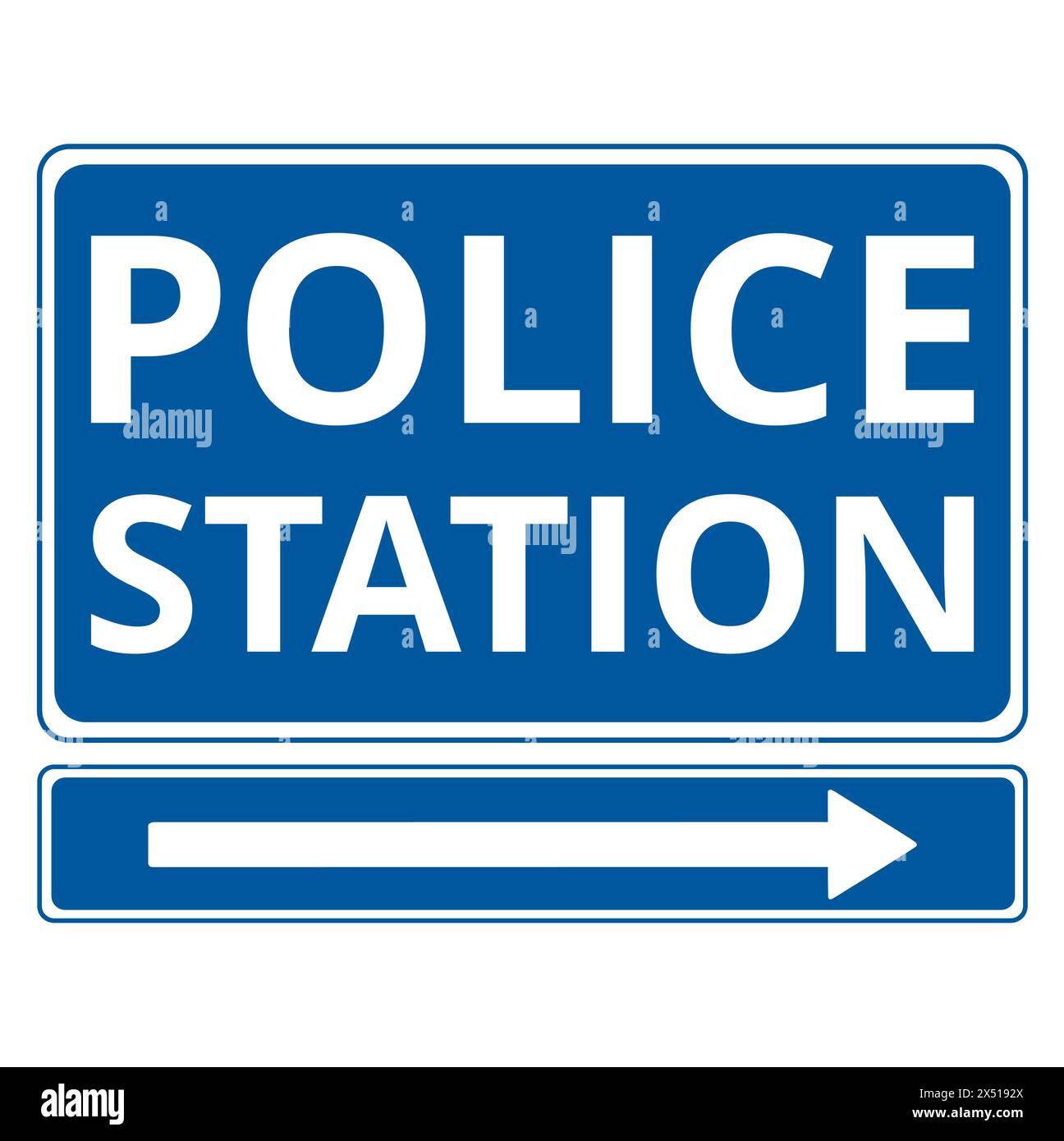 Polizeistation mit einem Richtungspfeil auf weißem Hintergrund Stock Vektor