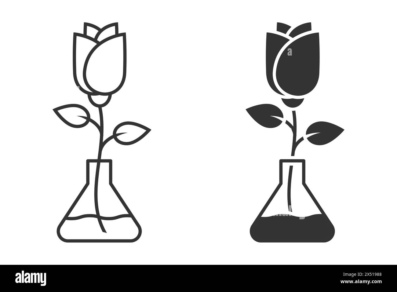 Blume in einer Flasche Symbol. Vektorabbildung Stock Vektor