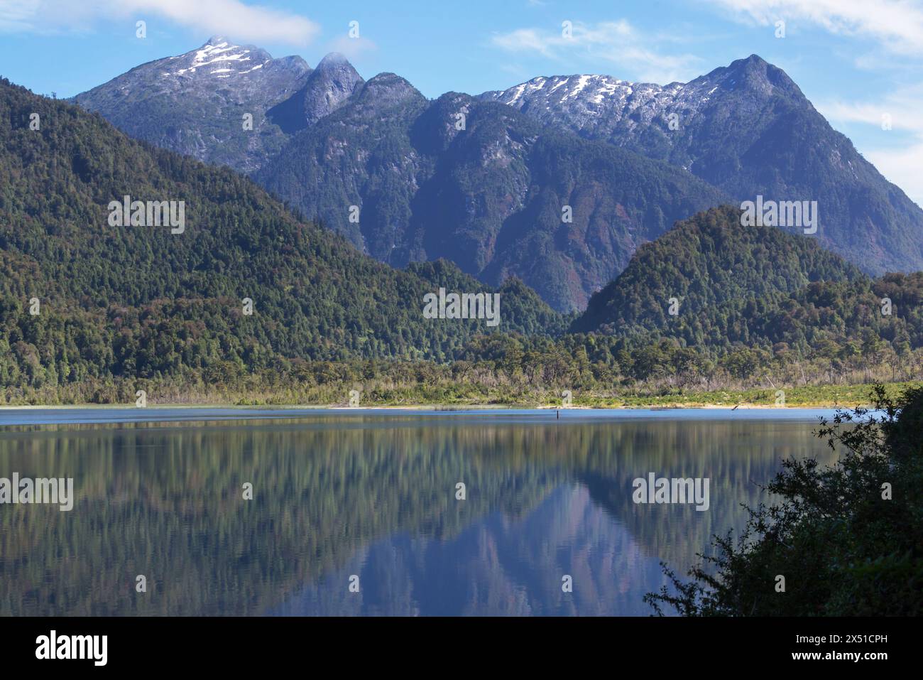 Wunderschöne Berglandschaften entlang Carretera Austral, Patagonien, Süd-Chile Stockfoto