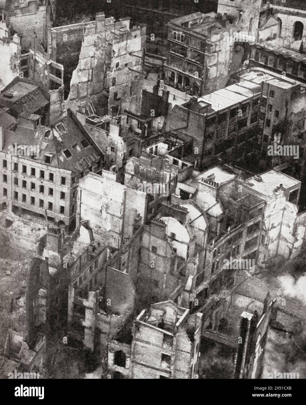 Die Ruinen des Paternoster Square, London, am Morgen nach einem schweren Bombenangriff, 30. Dezember 1940. Aus dem Krieg in Bildern, 2. Jahr. Stockfoto