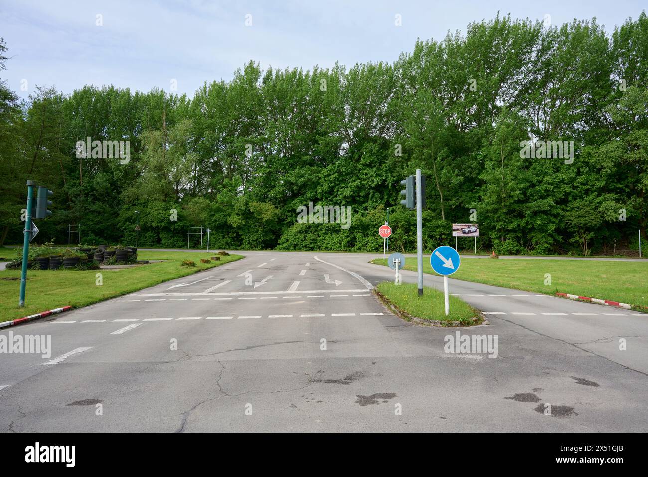 In Essen fand sich auf dem Verkehrsübungsplatz in Frillendorf ein Fahrsicherheitstraining für Motoradfahrer / innen statt. Organisation wird dieses Training Stockfoto