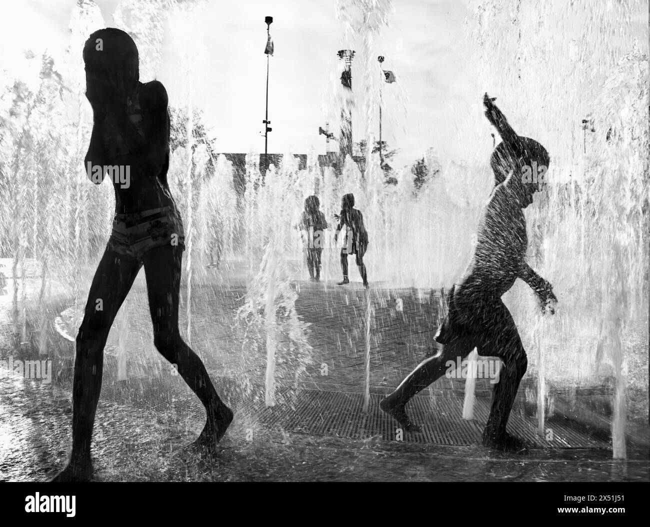 Kinder spielen im Olympischen Brunnen von Atlanta Stockfoto