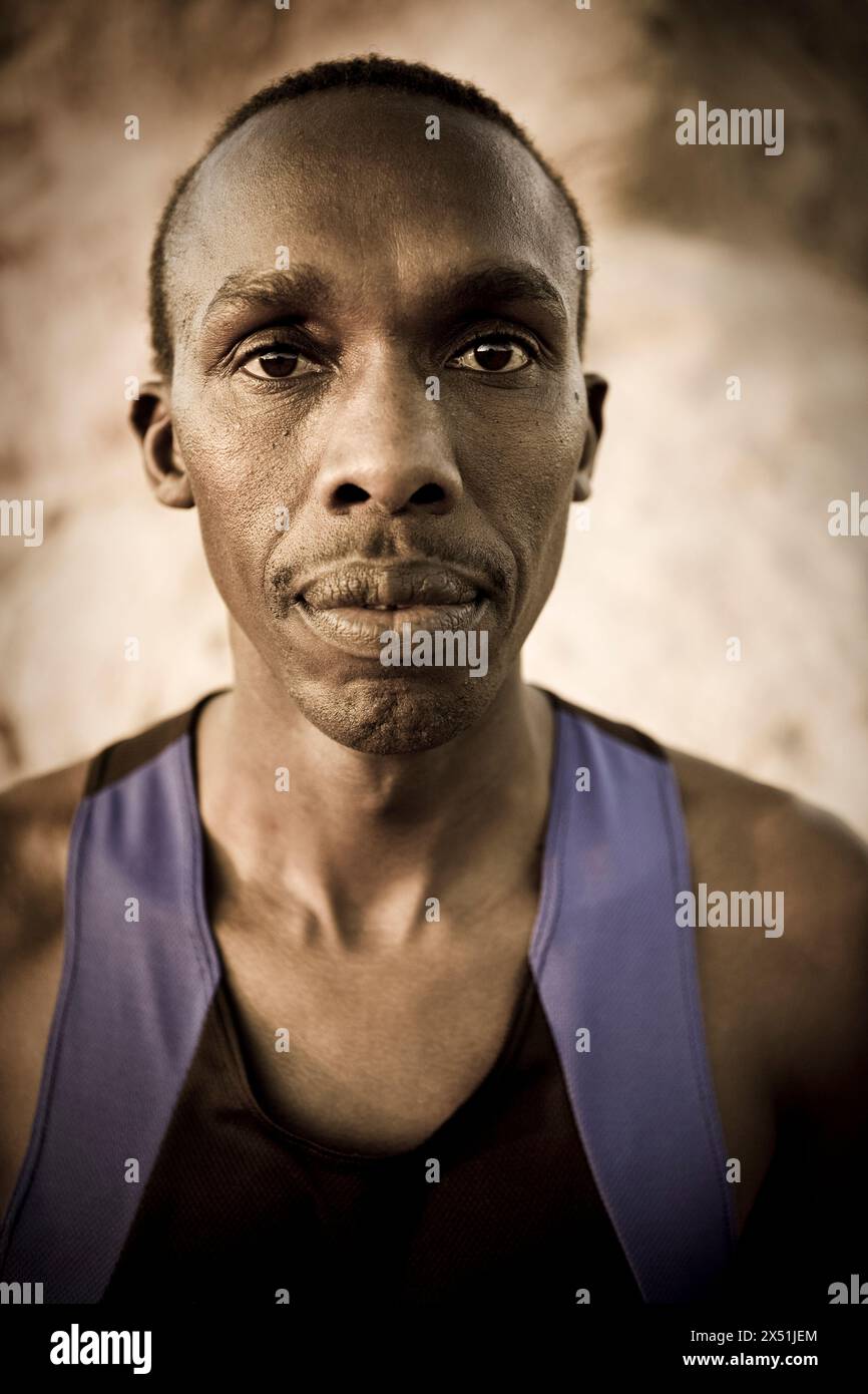 Porträt eines kenianischen Marathoners Stockfoto