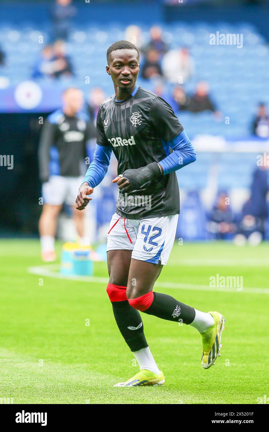 MOHAMED DIOMANDE, Profi-Fußballspieler, spielt für Rangers FC, Bild, das während eines Trainings vor dem Spiel und einer Aufwärmsitzung aufgenommen wurde Stockfoto