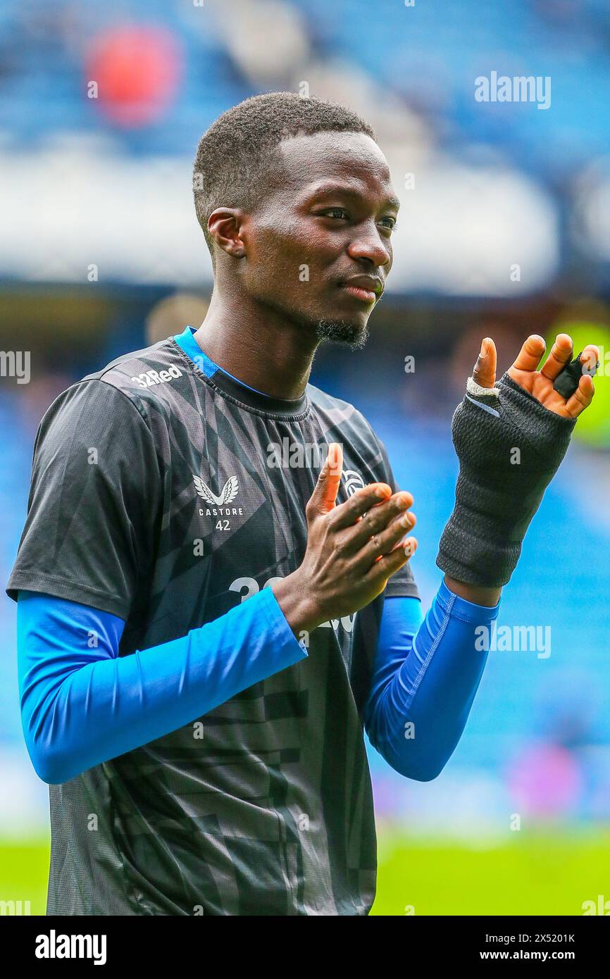 MOHAMED DIOMANDE, Profi-Fußballspieler, spielt für Rangers FC, Bild, das während eines Trainings vor dem Spiel und einer Aufwärmsitzung aufgenommen wurde Stockfoto