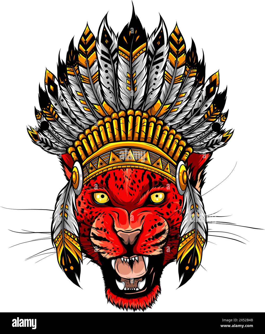 vektordarstellung des künstlerischen Chic des Leoparden. Digital auf weißem Hintergrund Stock Vektor