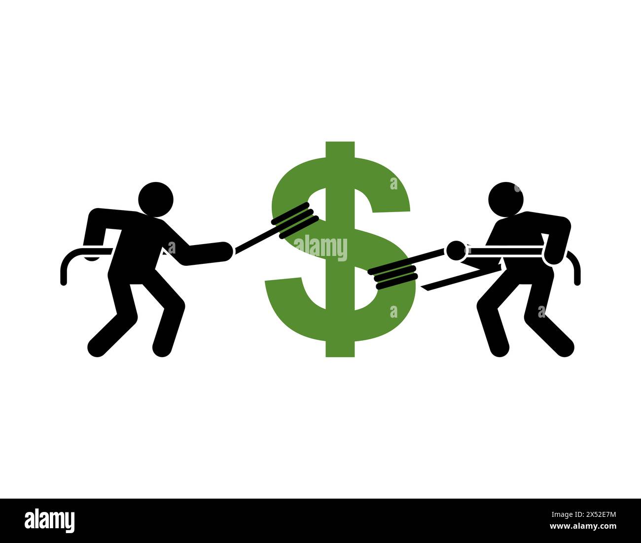 Geschäftsleute ziehen Geld. Die Menschen teilen den Gewinn . Konzept der Erzielung finanzieller Gewinne Stock Vektor