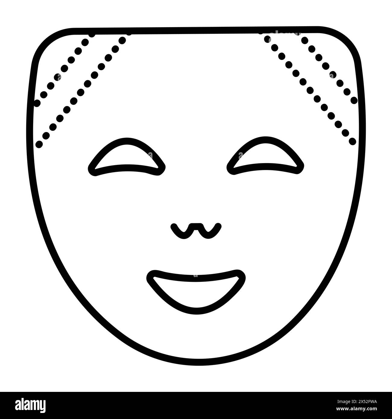 Glückliche und positive Gesichtsmaske, schwarze Linie Symbol eines Optimisten, einfaches Vektorzeichen Stock Vektor