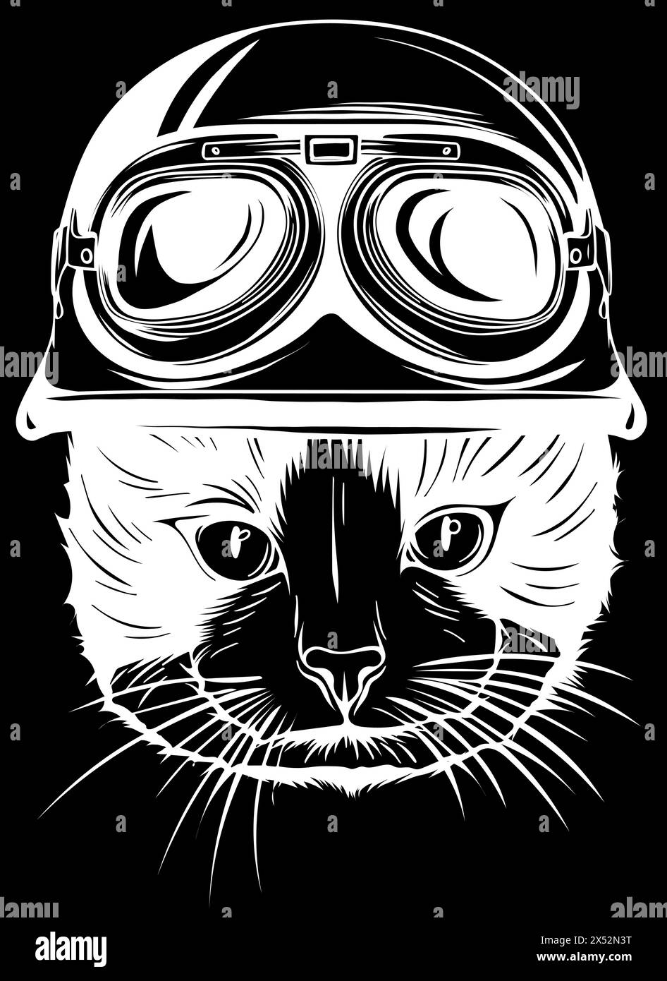 Porträt einer Katze mit Steampunk-Helm. Vektorgrafik. Stock Vektor