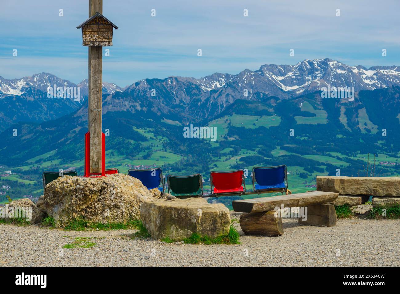 Gipfelkreuz, Mittagberg, 1451m, Naturpark Nagelfluhkette, Allgäuer Alpen, Allgaeu, Bayern, Deutschland Stockfoto