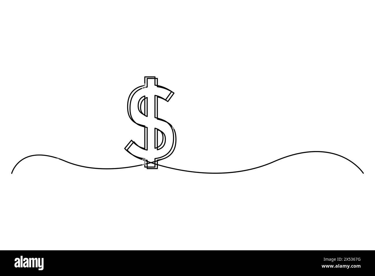 Einfacher Dollarzeichen-Vektor. Durchgehende Strichgrafik. Abbildung des Finanzsymbols. Geld Konzept Vektor. Stock Vektor