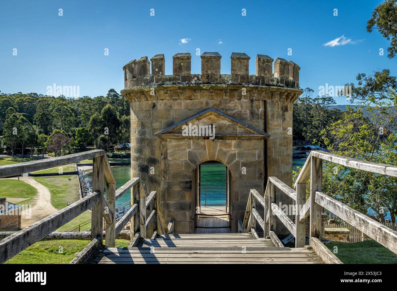 Wachturm bei Port Arthur Historic Site, Tasmanien, Australien Stockfoto