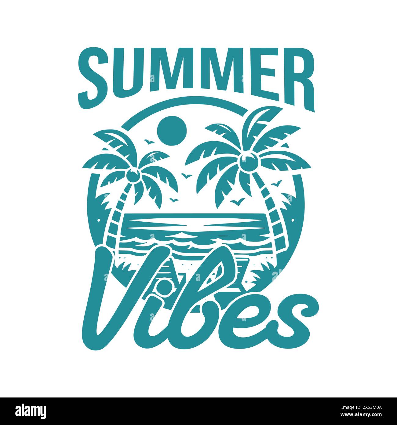 Sommer-Vibes, Sommer-T-Shirt-Design Stock Vektor
