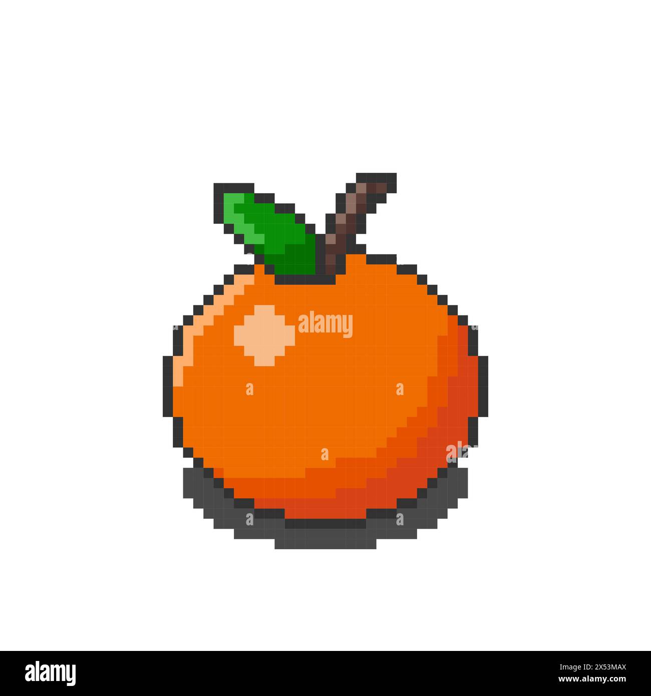 Orangefarbene Pixelgrafik. Vektor-Illustrationsdesign, perfekt für Spielelemente-Designs Stock Vektor
