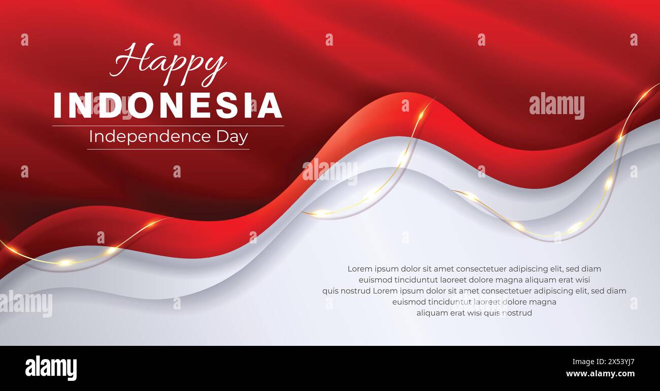 Stilvolles Hintergrunddesign zum Independence Day in Indonesien. Geeignet für Grußkarten, Poster und Banner. Stock Vektor