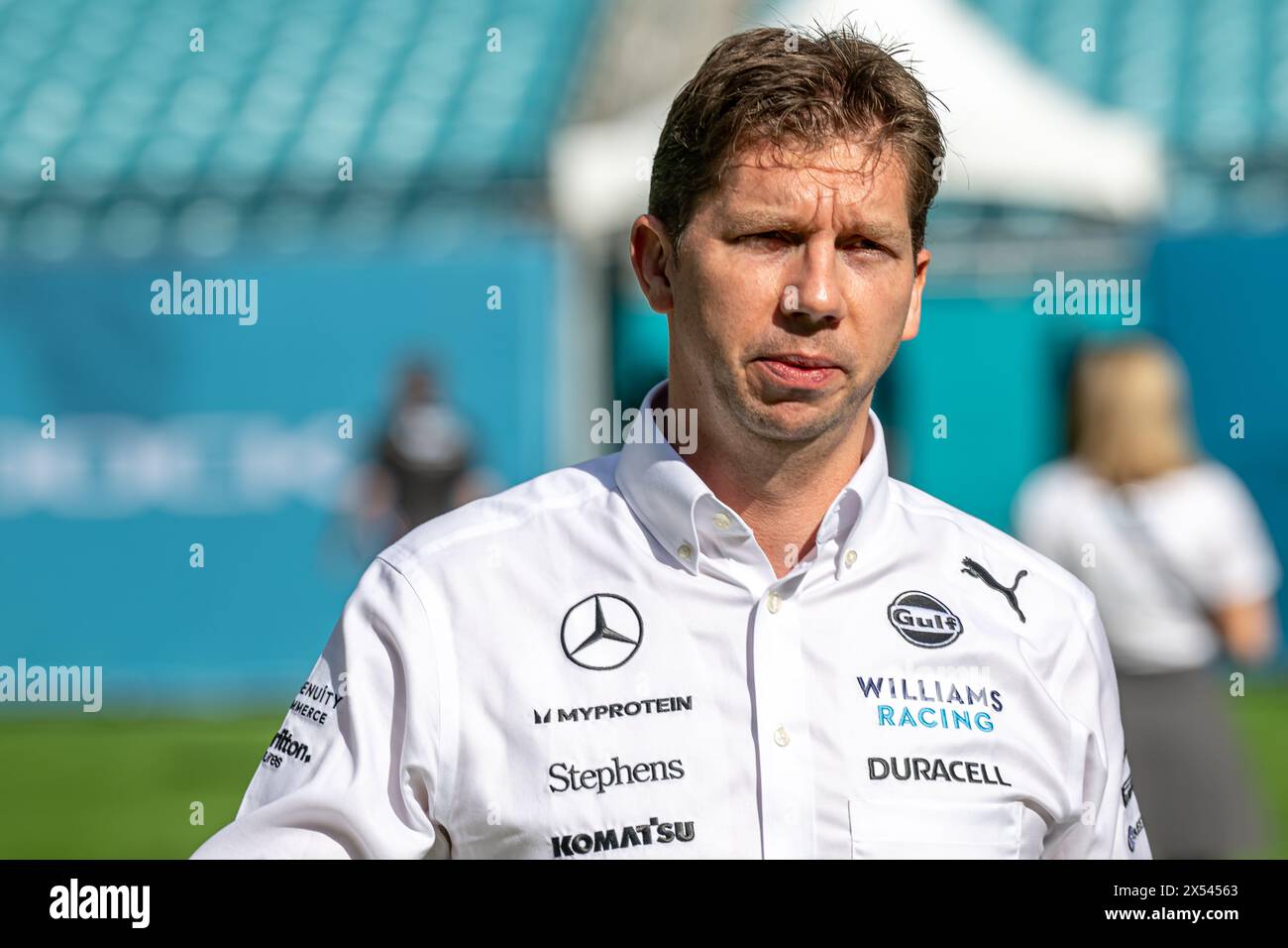 MIAMI, FLORIDA - 04. MAI: James Vowles, Williams Racing FW45 während des Qualifyings vor dem F1 Grand Prix von Miami am Miami International Autodrome am 4. Mai 2024 in Miami, Florida. (Foto: Michael Potts/BSR Agency) Stockfoto