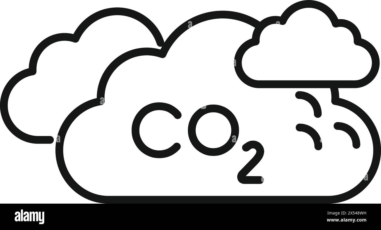 CO2-Wolken Symbol Konturvektor. Smogreduzierung. Abgasdioxid Stock Vektor
