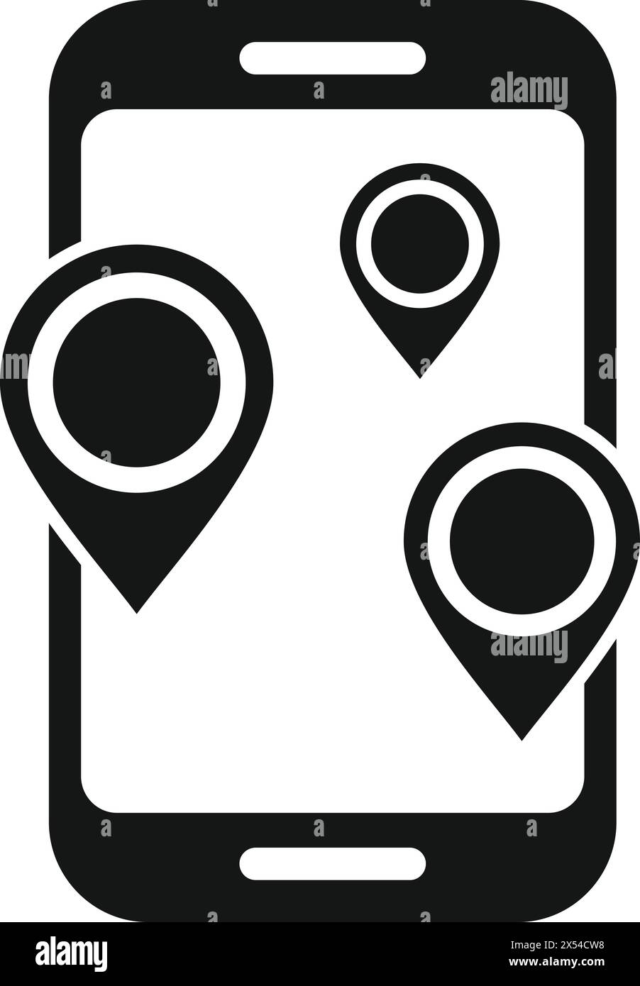 Ortungsdienst Smartphone-Symbol einfacher Vektor. Straßenmarkt kaufen. Globaler Markt Stock Vektor