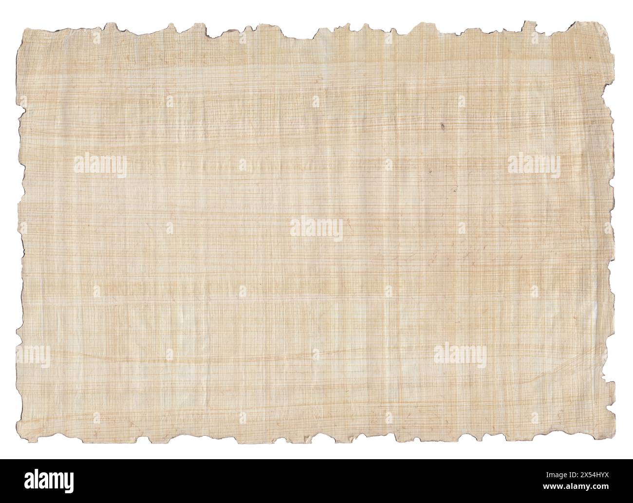Makro von echten handgefertigten Papyrus-Papier Oberfläche an den Rändern verbrannt Stockfoto