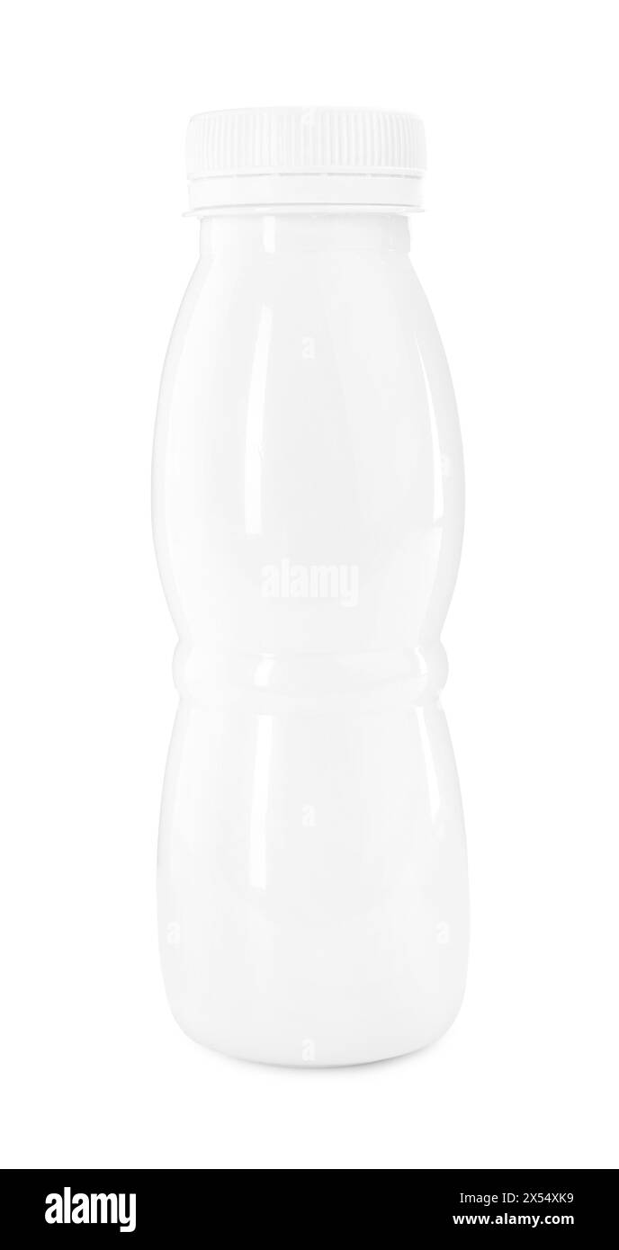 Leckerer Joghurt in der Flasche isoliert auf weiß Stockfoto
