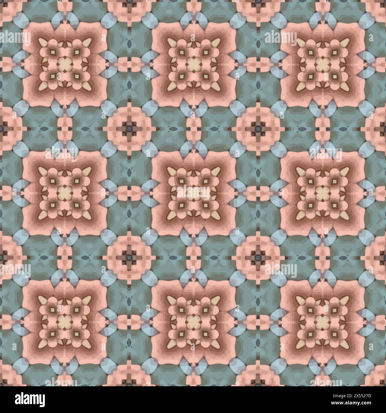 Pastellharmonie: Symmetrische Kaleidoskop-Kunst Stockfoto