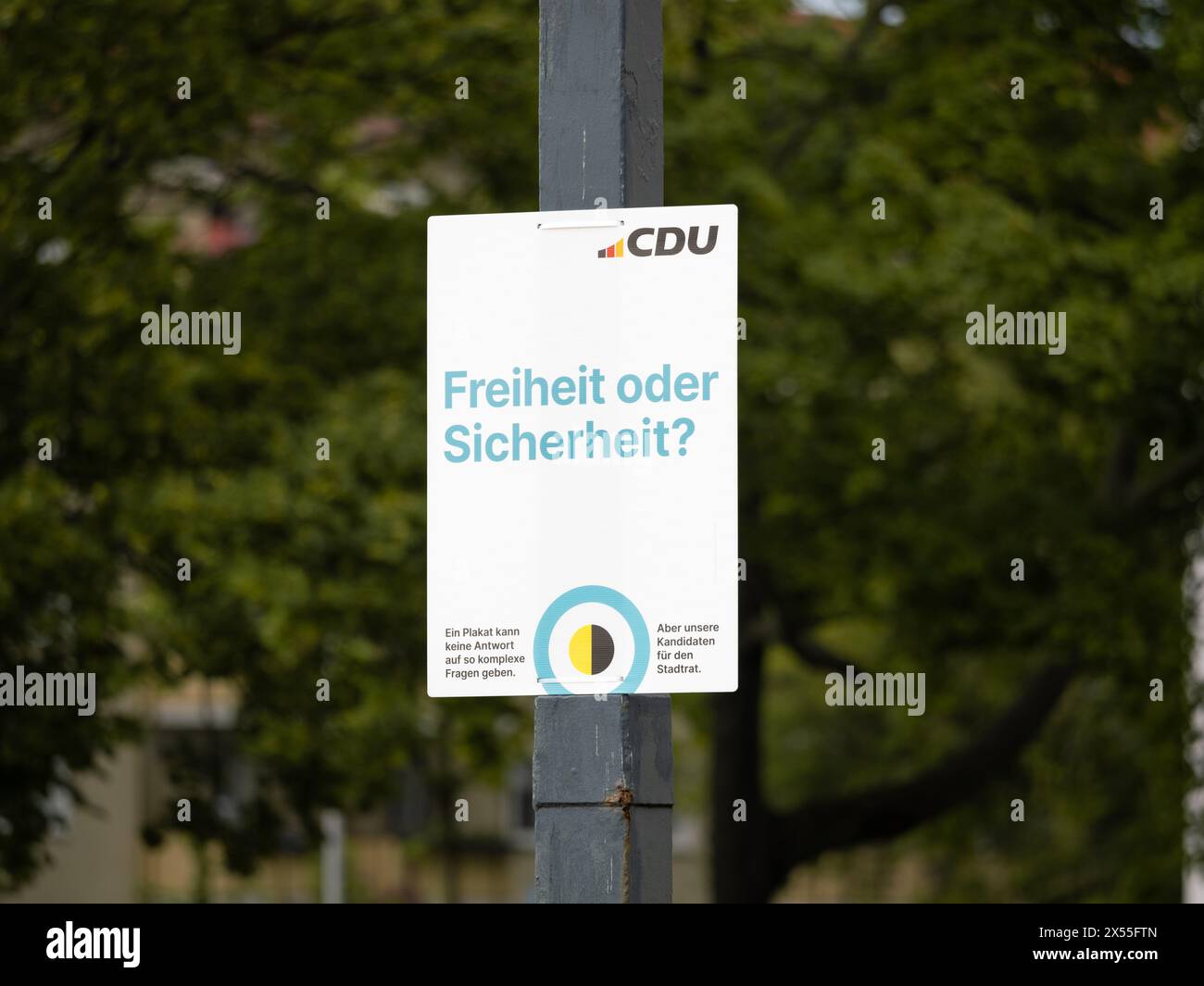 CDU-Wahlkampfplakat in Sachsen. Werbung für die Partei der Christdemokratischen Union in der DDR. Traditioneller und liberaler Geist Stockfoto