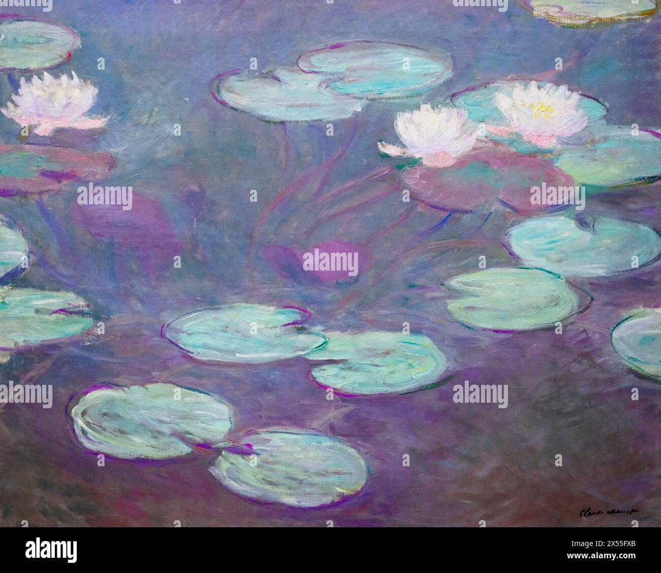 Rosa Wasserlilien von Claude Monet (1840–1926), 1897–1899, Öl auf Leinwand Stockfoto