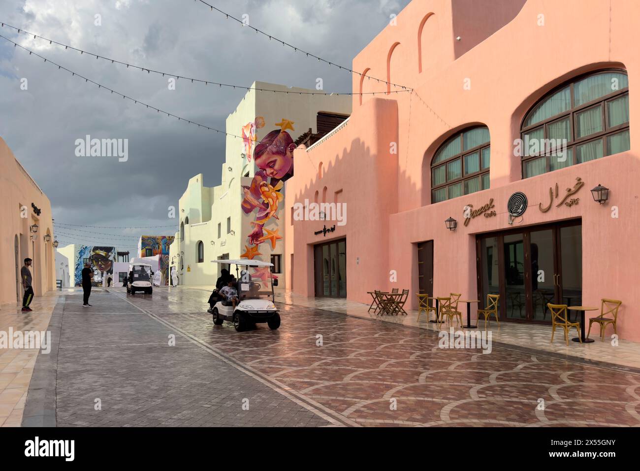 Mina District bei Regen. Regnerisches Doha. Bezirk Mina Katar Stockfoto