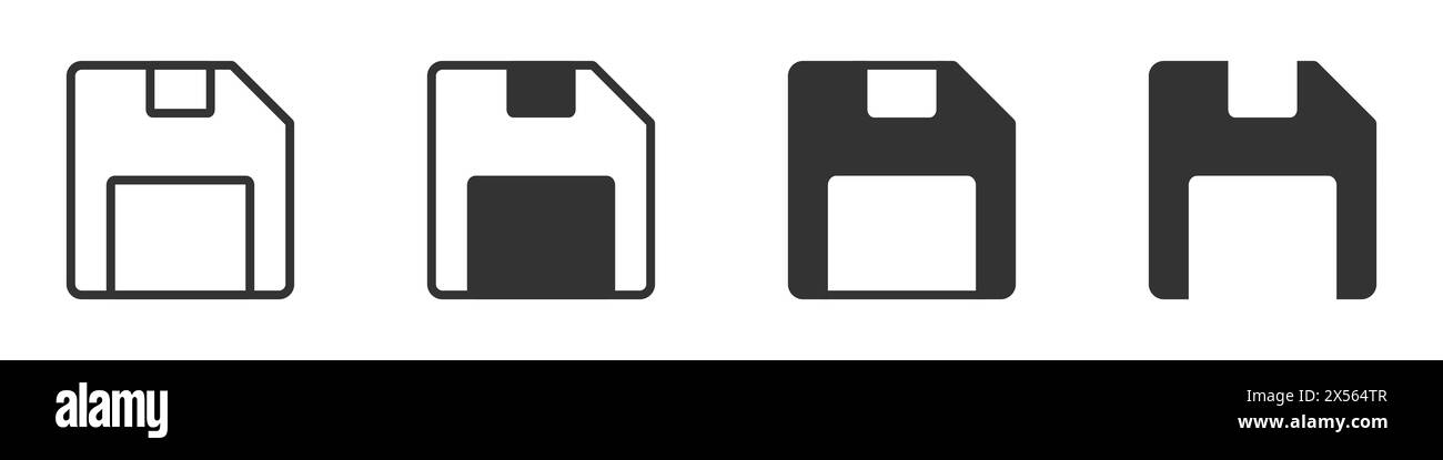 Symbol „Speichern“. Floppy-Symbolsatz. Vektorabbildung Stock Vektor