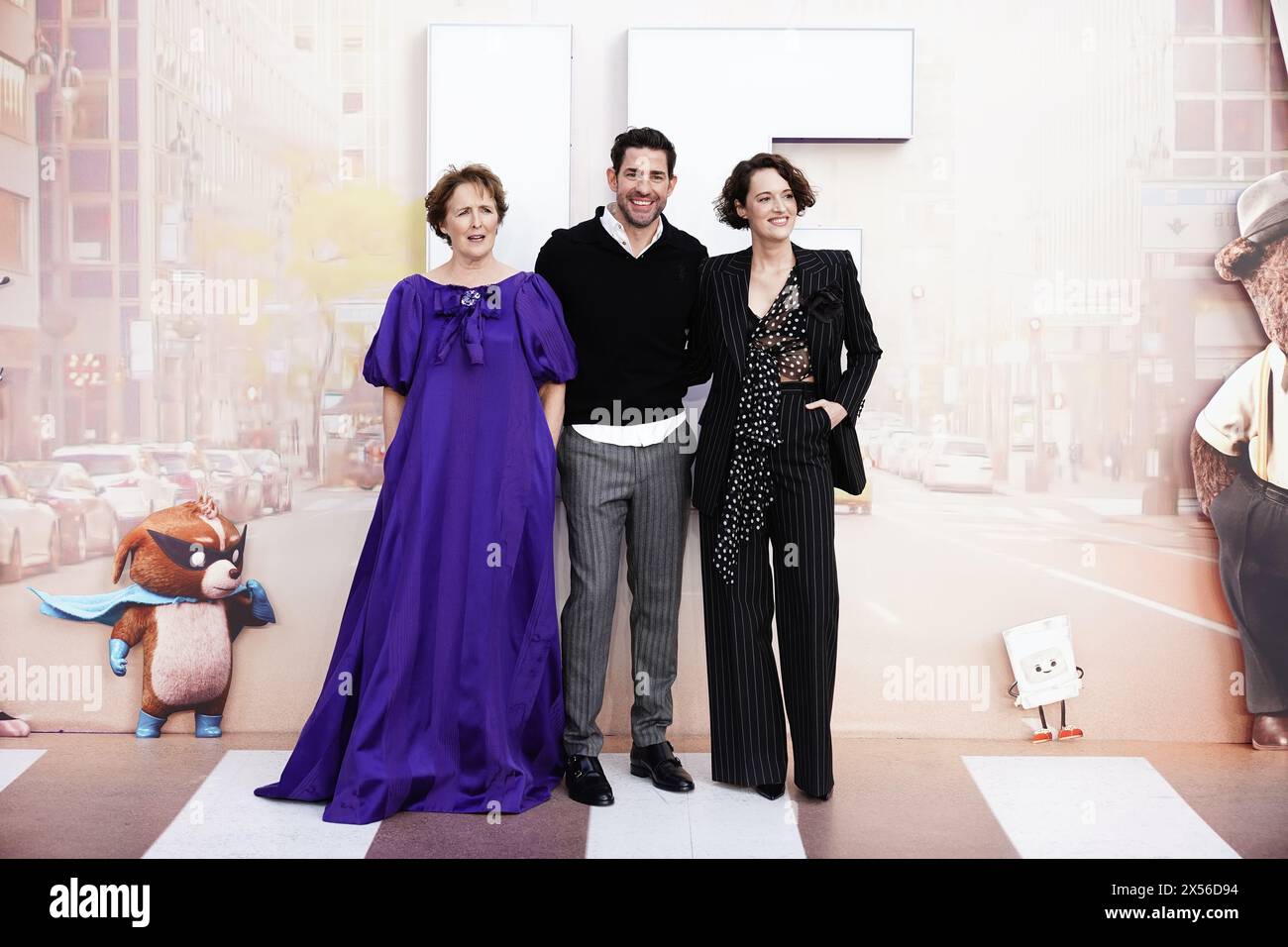 (Links-rechts) Fiona Shaw, John Krasinski und Phoebe Waller-Bridge bei der britischen Premiere von IF am Cineworld Leicester Square in London. Bilddatum: Dienstag, 7. Mai 2024. Stockfoto