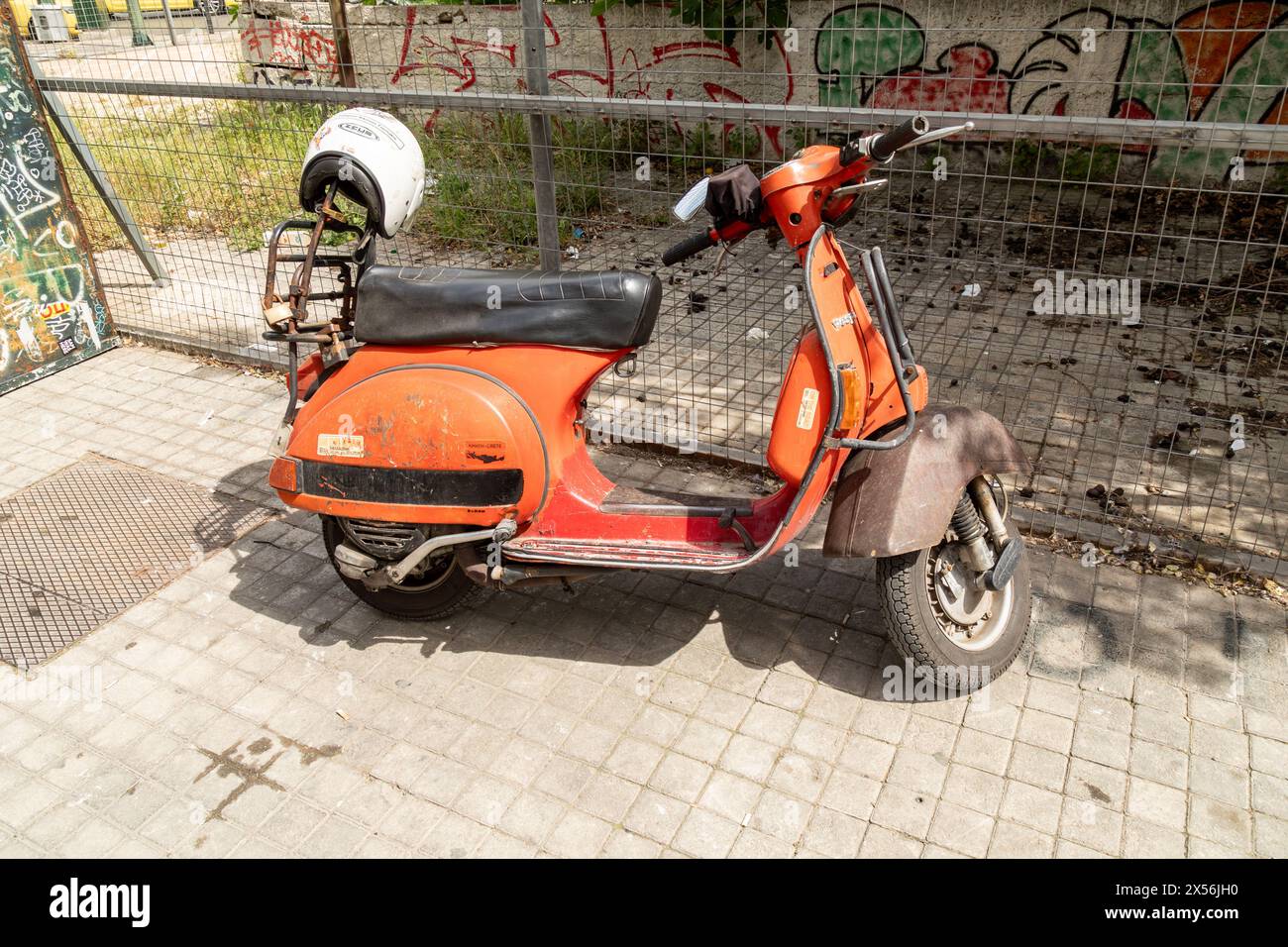 Vespa Px125 Roller , Athen, Griechenland, Europa. Stockfoto