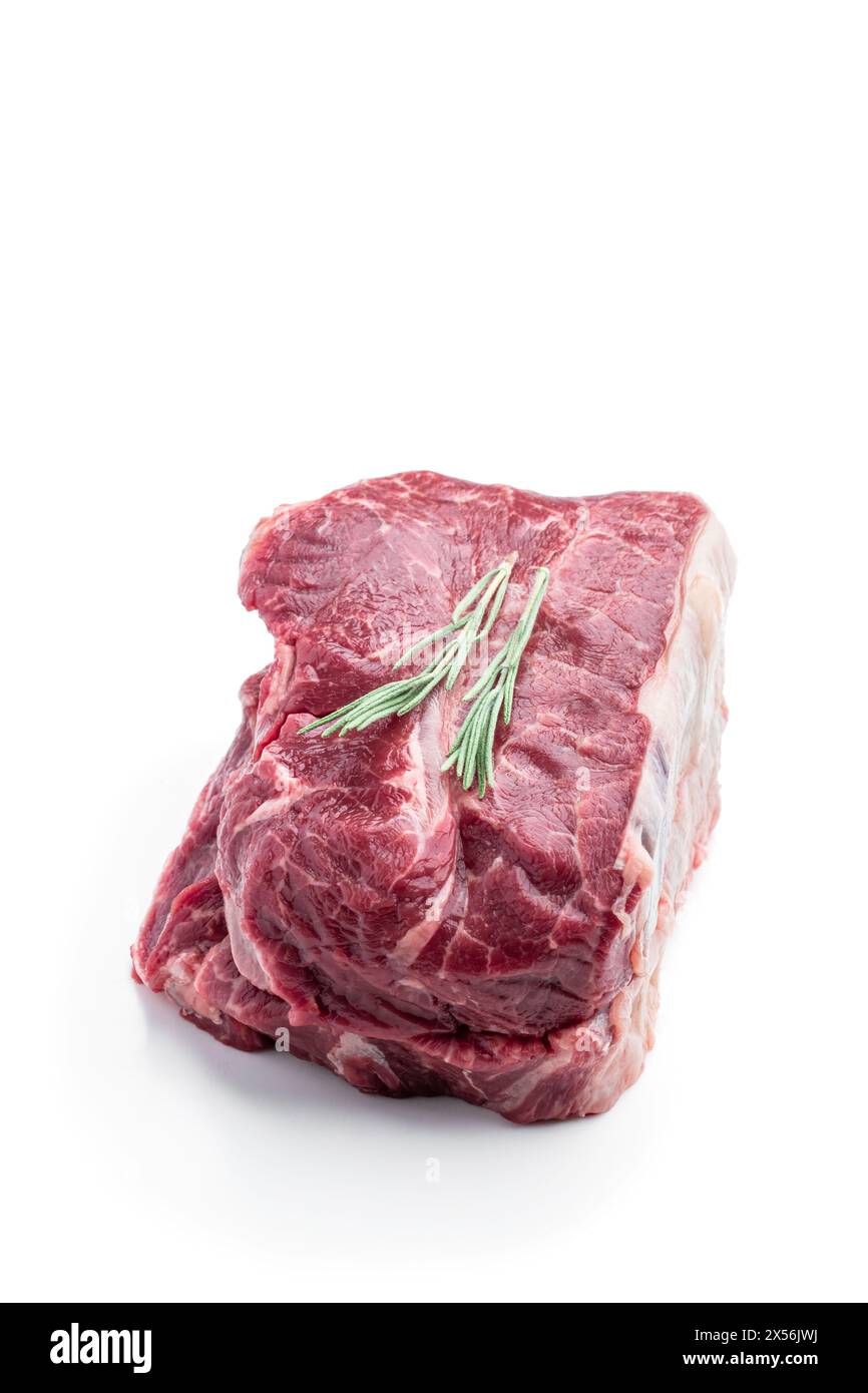 Rot marmoriertes Rindfleisch isoliert auf weißem Hintergrund Stockfoto