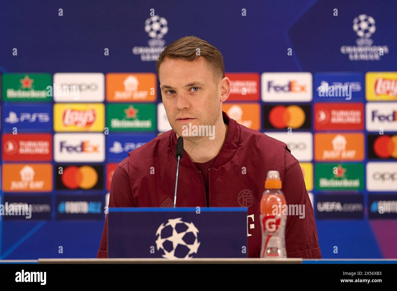 Madrid, Spanien. Mai 2024. Manuel neuer vom FC Bayern München nimmt am Vorabend des Halbfinales der UEFA Champions League 2023/2024 im Stadion Santiago Bernabeu an einer Pressekonferenz Teil. Quelle: SOPA Images Limited/Alamy Live News Stockfoto