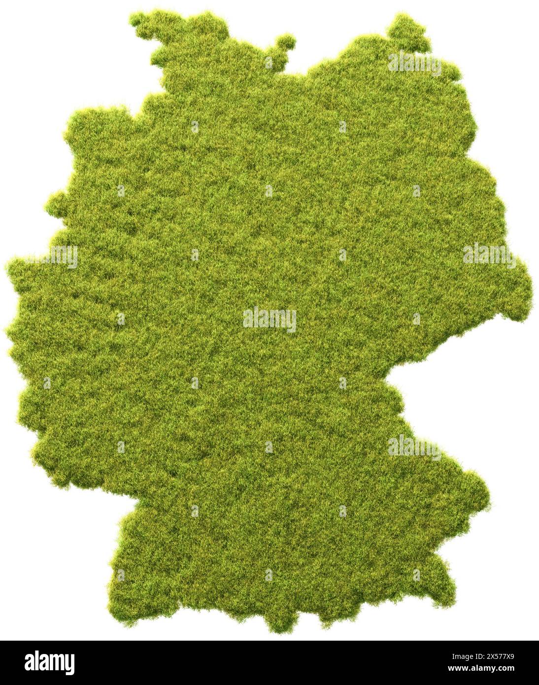 Ökologie in Deutschland Konzept. Rasen in Form von Deutschland. Transparenter Hintergrund. Stockfoto