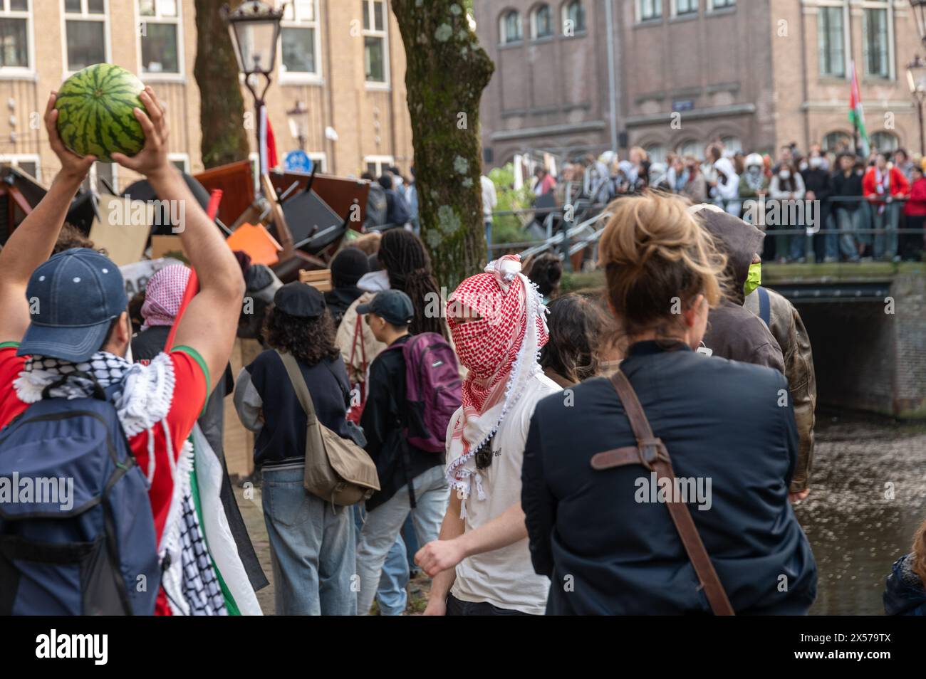 Amsterdam, Niederlande, 07. Mai 2024, propalästinensische Demonstration auf einem Campus der Universität Amsterdam im Stadtzentrum, George Pachantouris/ Alamy Live News Stockfoto