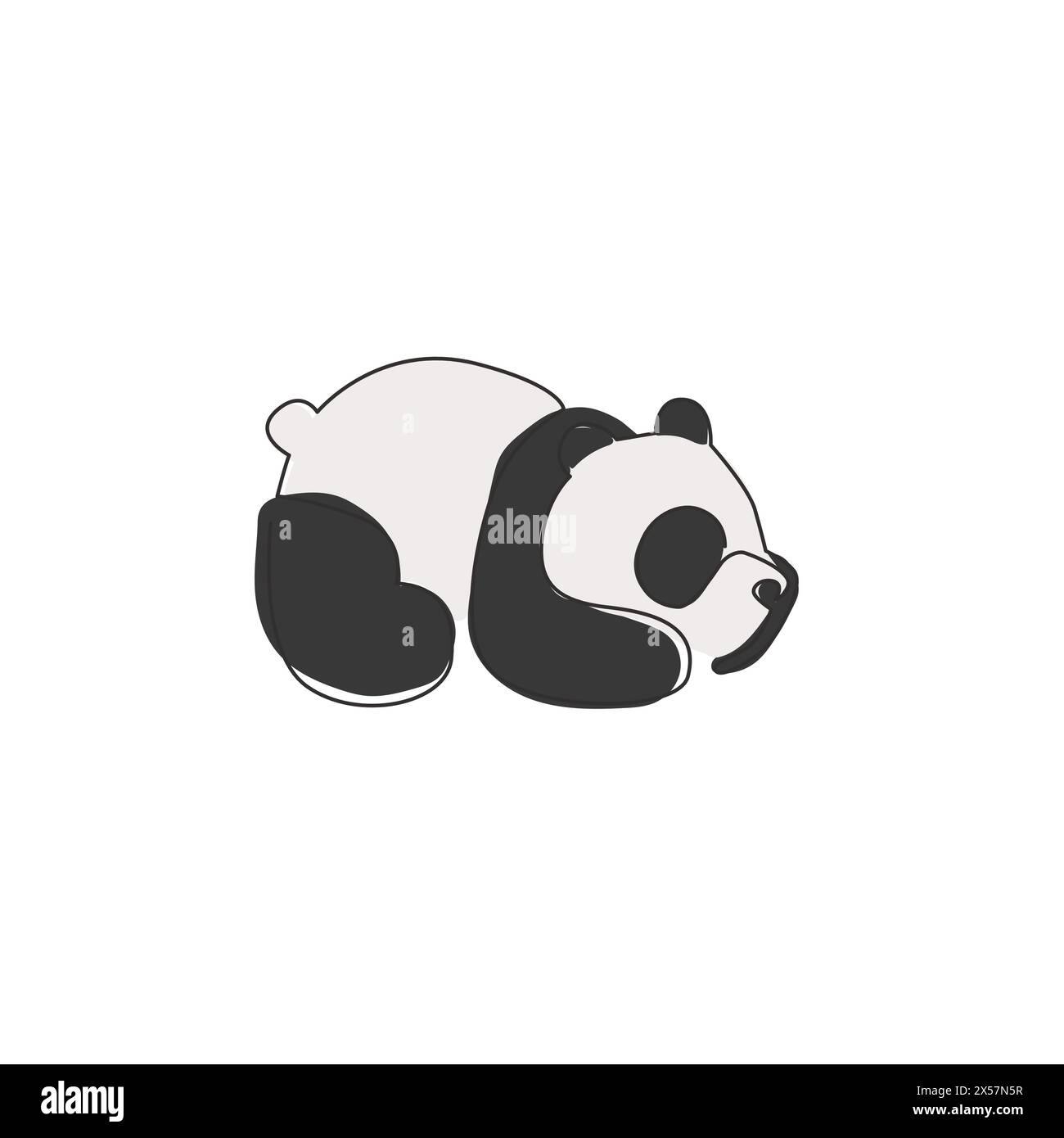 Einzelne durchgehende Linienzeichnung von lustigem Panda für Firmenlogo-Identität. Das Konzept einer Firmenfigur aus niedlicher Tierform für Säugetiere. Dynamische Zeichnung einer Linie Stock Vektor