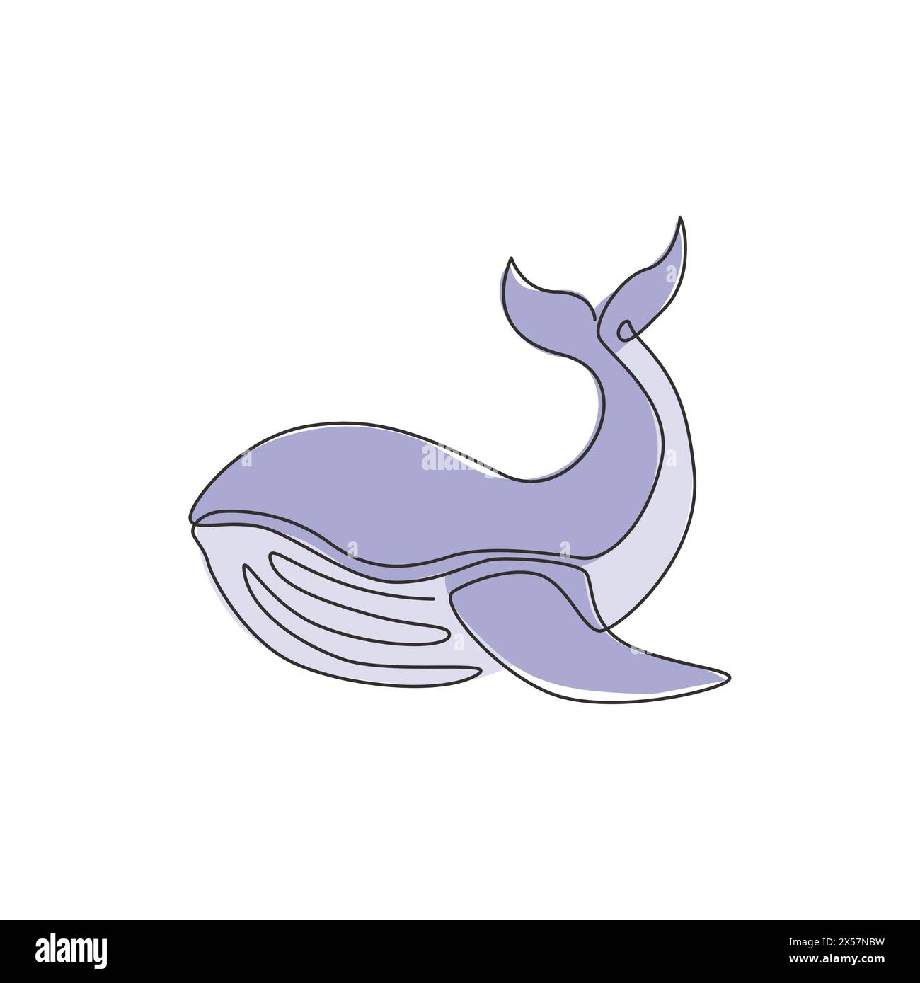 Eine durchgehende Linienzeichnung von Riesenwalen für das Logo des Wasserparks. Grosses Meeressäugetier-Maskottchen-Konzept für die Umweltorganisation. Stock Vektor